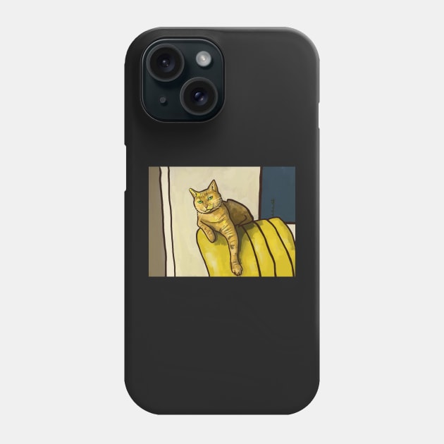 Cat on the back of a sofa, painted cat Phone Case by ThomaeArt