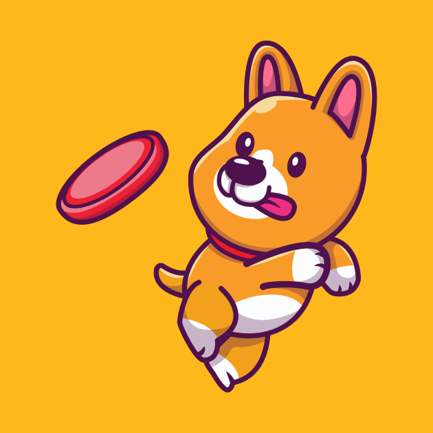 Cute Corgi Playing Frisbee by Catalyst Labs