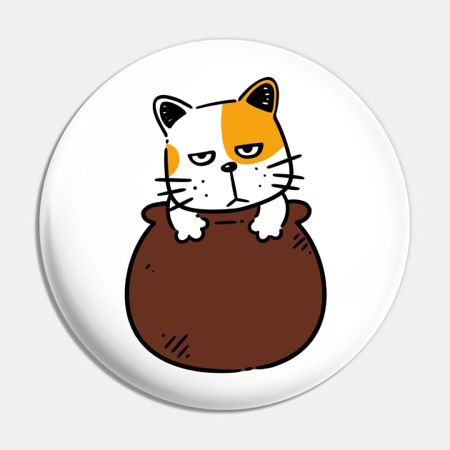 Cat in Pot Pin by Onefacecat