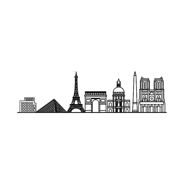 Paris Skyline in black with details by Mesyo