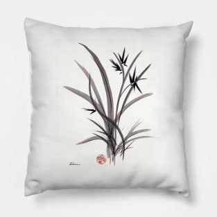 TRUST IN JOY - Original Sumie Ink Wash Zen Bamboo Painting Pillow