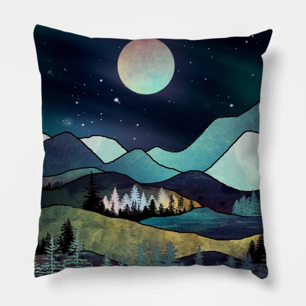 Starry night in the mountains Pillow by redwitchart