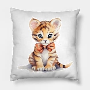 Bengal Tiger Wearing Bow Pillow