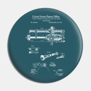 Edison Phonograph Patent 1891 Pin