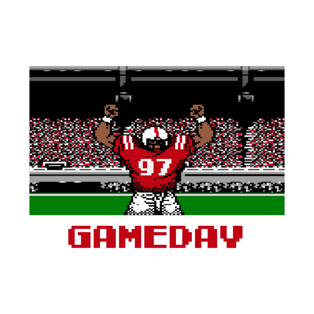 Red and White Football Gameday Retro 8 Bit Linebacker by SLAG_Creative