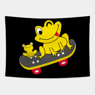 Frog On Skateboard Cute Tapestry