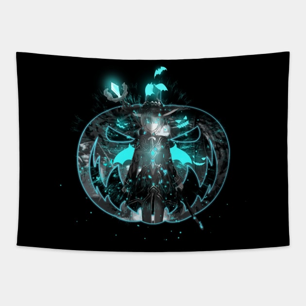 Witch Pumpkin Halloween Neon Tapestry by stingi