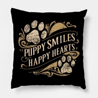 Puppy smiles , happy hearts Pillow