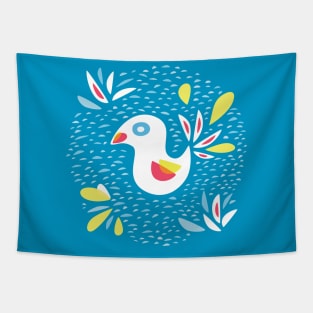 Cute White Abstract Bird Tapestry