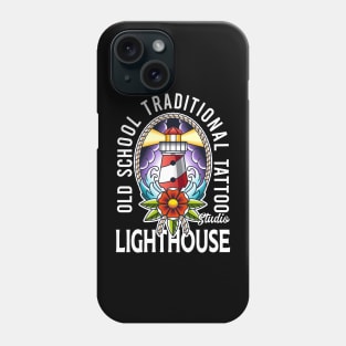 old school traditional tattoo light house Phone Case