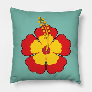 Red Hibiscus Tropical Flower Pillow