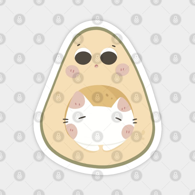 Cat and avocado Magnet by Akikodraws