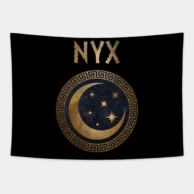 Nyx Greek Goddess of Night Ancient Symbol Tapestry by AgemaApparel