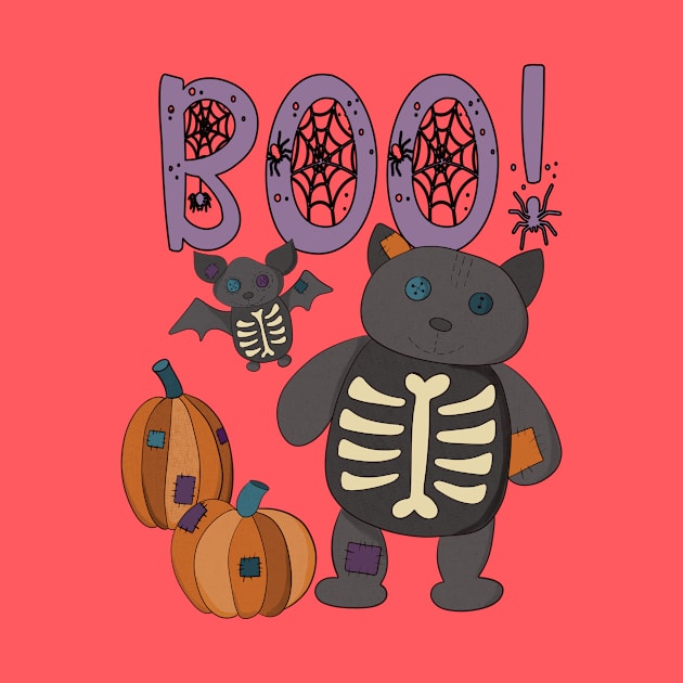 Boo Halloween Bat and Cat by Alissa Carin