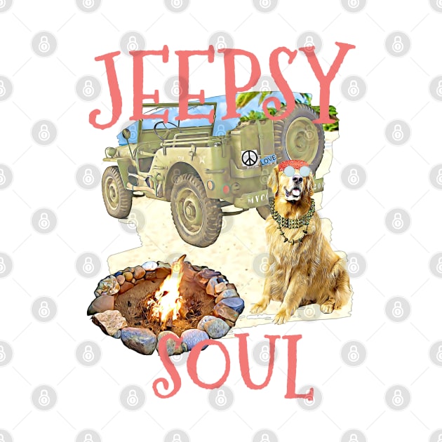 Jeepsy Soul Golden Retriever by Witty Things Designs