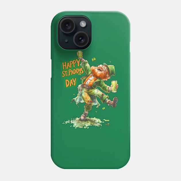 Happy St. Paddys Day Leprechaun For Leaf Clover shamrocks Green Beer St Patrick's Day Phone Case by Tees 4 Thee