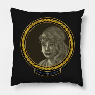 Melancholy Girl (frame gold celtic rope space) Pillow