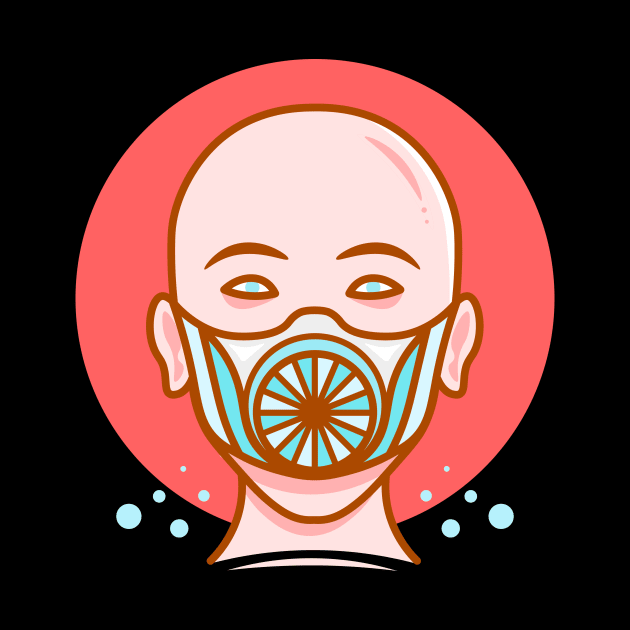 Man face with Mask. Medical flu mask during virus epidemic. by Yeroma