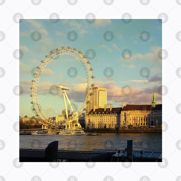 London Eye photography beautiful blue sky with clouds famous city by BoogieCreates