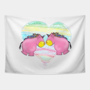 Loveheart Unicorns Tapestry