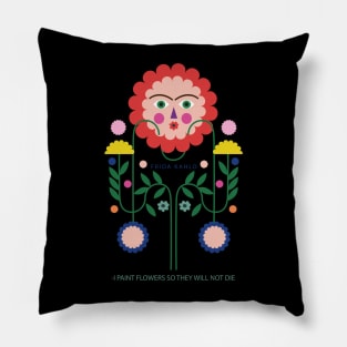 Cute summer colorful Frida kahlo flowers feminism mexican painter Pillow