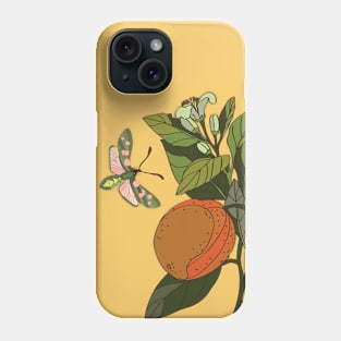 Botanical illustration of plants orange and butterflies Phone Case