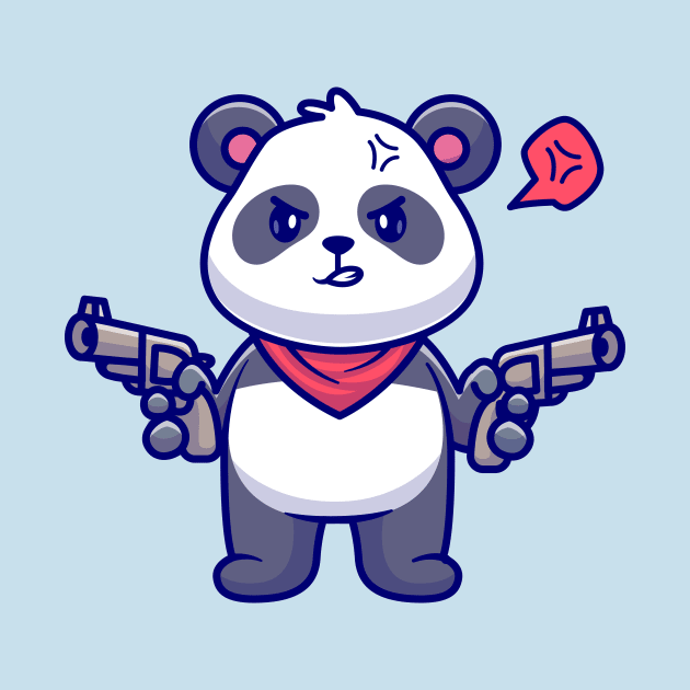 Cute Angry Panda Bandit Holding Gun Pistol Cartoon by Catalyst Labs