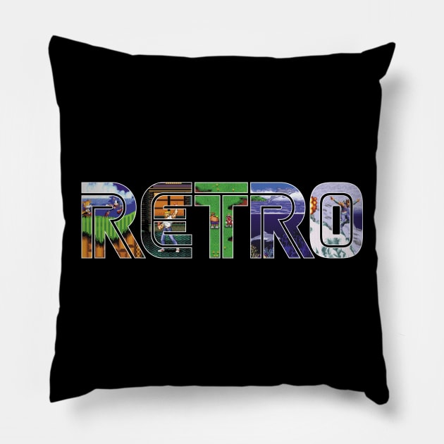 Mega Retro Pillow by retrogameraddict