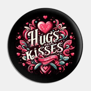 Hugs and Kisses Sticker - Share Love with Vibrant Heart Design Pin