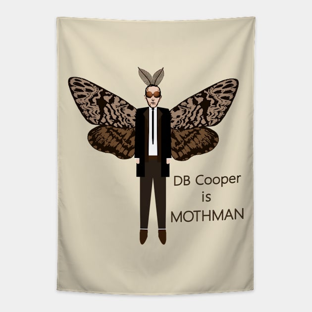 DB Cooper is MOTHMAN Tapestry by RawSunArt