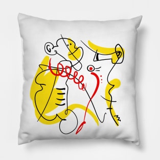 Monkey and seahorse stylized in the spirit of surrealism Pillow