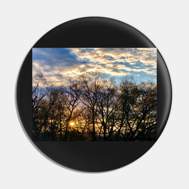 Sunset Through The Trees Pin by GDGCreations