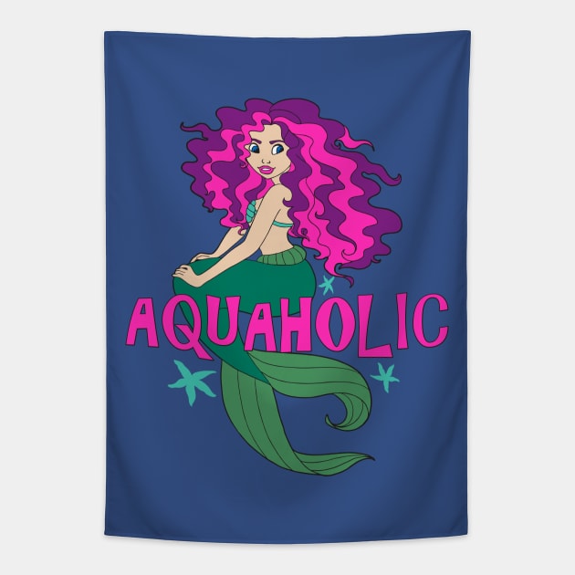 Aquaholic Mermaid Tapestry by DavesTees