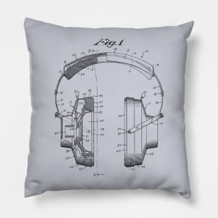 Vintage Headphones Patent Drawing Pillow