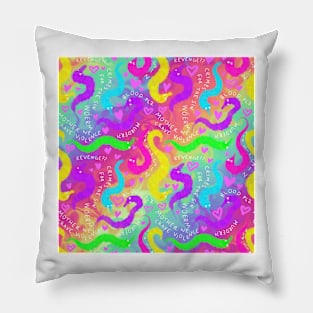 Worm on a string Violence Bright Colored Crime Woerms on Rainbow Pillow