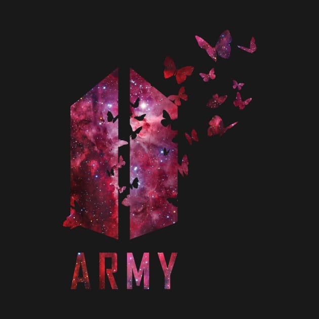 BTS Army logo with destructive butterfly (red galaxy) | Kpop Army by Vane22april