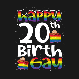 Gay Lesbian Pride Rainbow Flag LGBTQ 20TH Birthday Birthgay T-Shirt