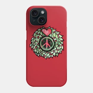 Peace Heart Christmas Wreath Phone Case