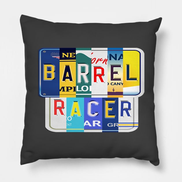 Barrel Racer Fun License Plate Gifts Pillow by StudioElla