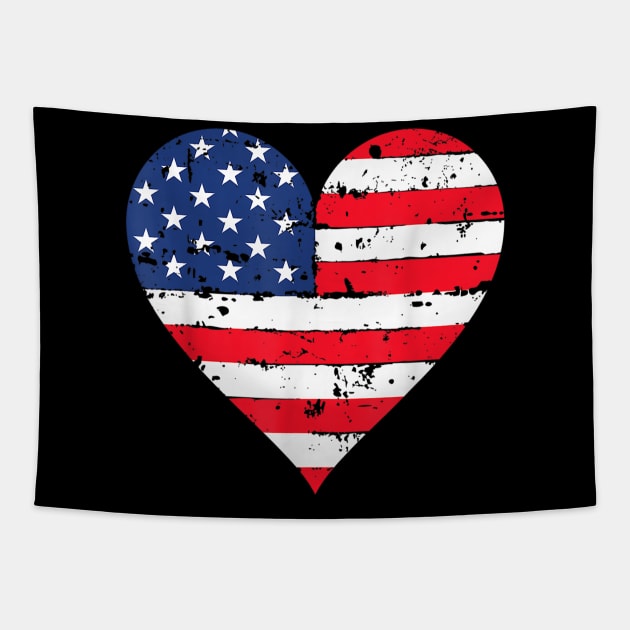 American Flag Heart 4th of July USA Patriotic Pride T-Shirt Tapestry by julieariasdqr887