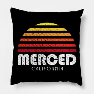 Merced California Sunset Retro Pillow