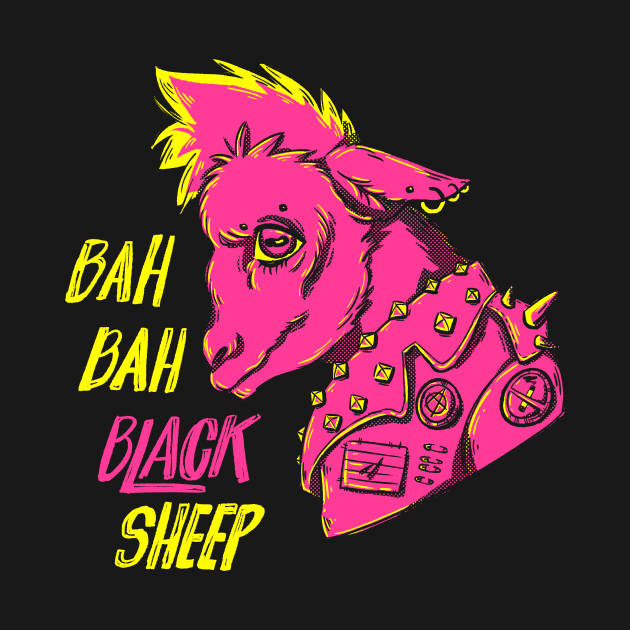 Disover Bah Bah Black Sheep (Magenta and Yellow) - Black Sheep - T-Shirt