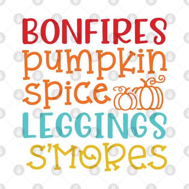 Bonfires Pumpkin Spice Leggings S'mores Halloween Fall Autumn Cute by GlimmerDesigns