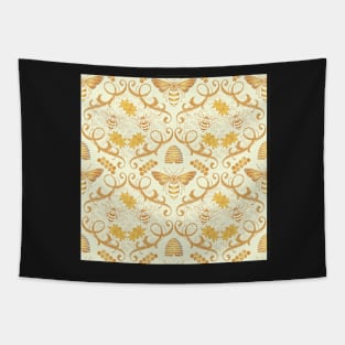 Sweet Nectar Bee Damask Pattern Tapestry