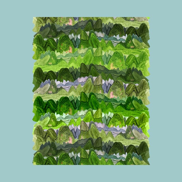 Green Mountains Pattern by MitaDreamDesign