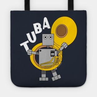 Tuba Robot White Text Tote