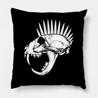 Cat Skull with Spiked Mohawk Pillow