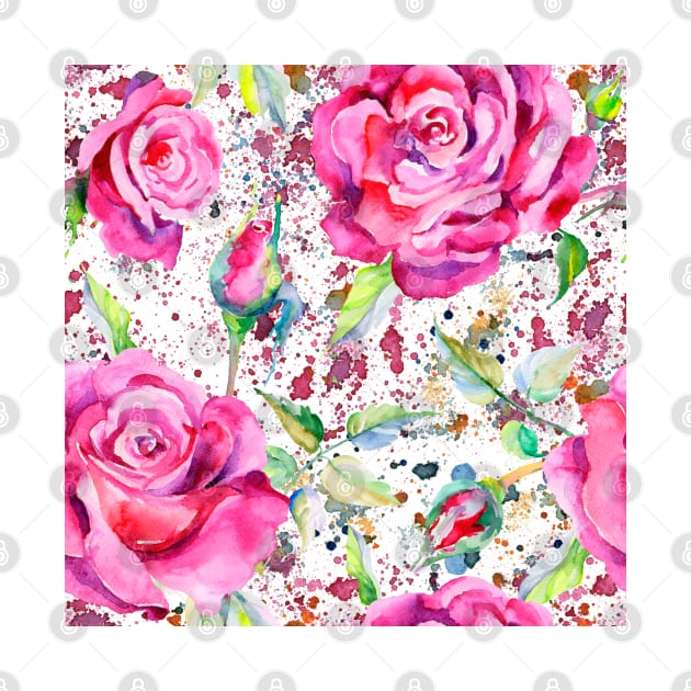 Watercolor Splash Painted Floral Roses by MysticMagpie