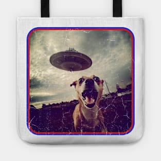 Run for the Hills! Stressed Dog Chased by UFO Tote