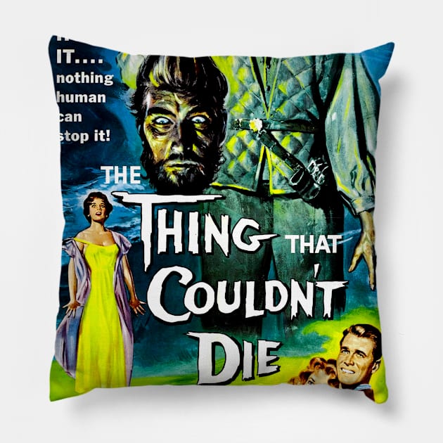 The Thing That Couldn't Die Pillow by FilmCave